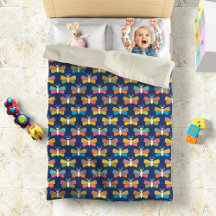 Cute Butterfly Pattern on Blue