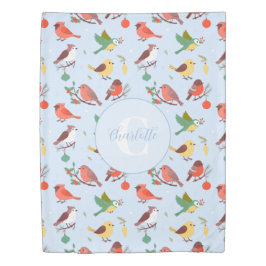 Funda De Edredón Winter Christmas Birds Personalized