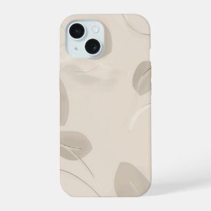 Funda de estética beige minimalista con hojas