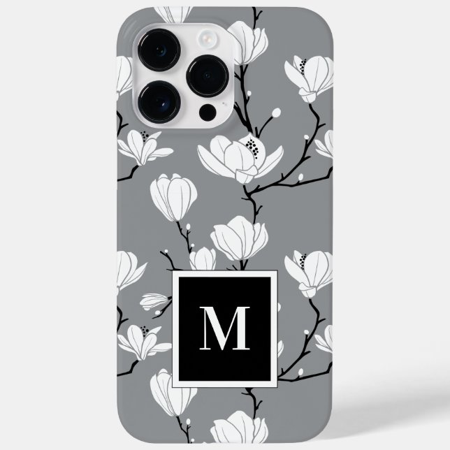 Funda de Flor Magnolia Monogramada Gris Ultimate (Reverso)