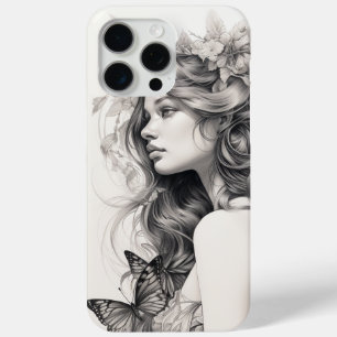Funda de flor silvestre floral negra personalizada