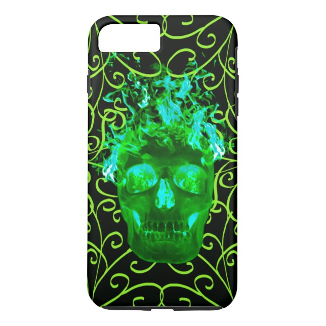 Funda de Green Fire Skull iPhone 7 (Reverso)