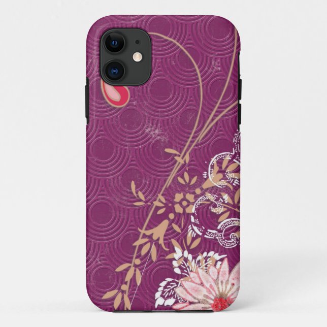 Funda de iPad iPod Razr para iPhone Purple Floral (Reverso)