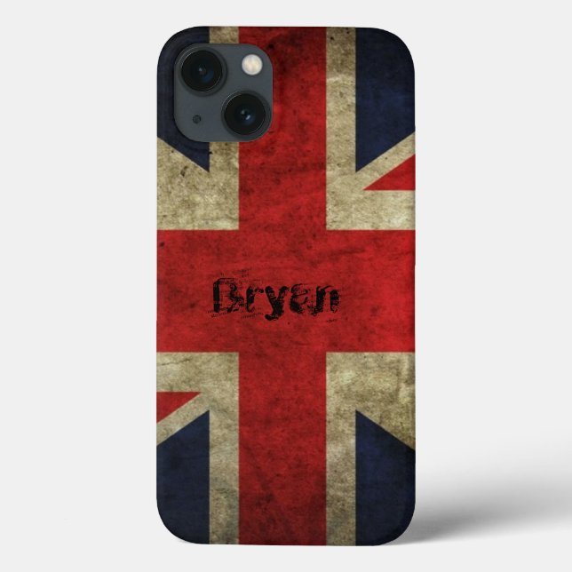 Funda de iPhone 13 de bandera británica de Grunge  (Reverso)