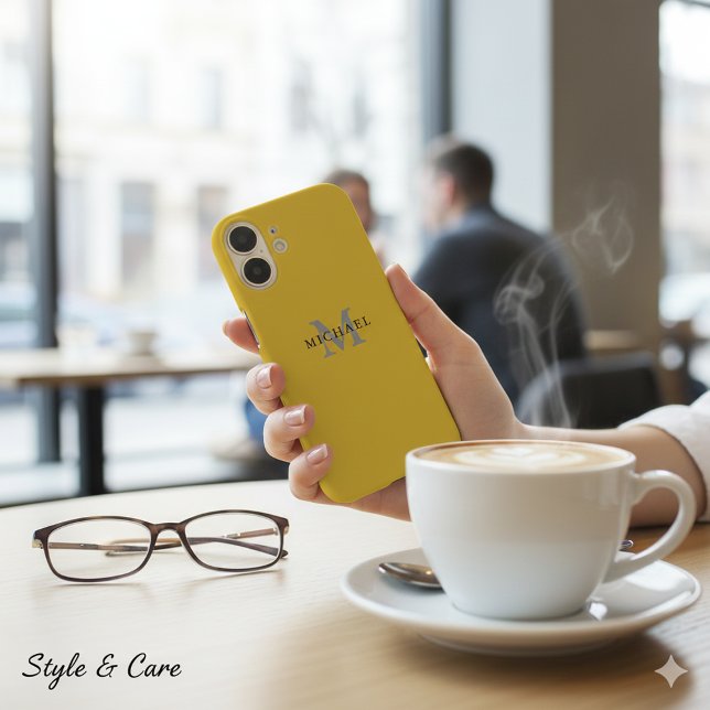 Funda de iPhone 16 personalizado con nombre e inic (Personalized iPhone 16 Case with Name & Initial)