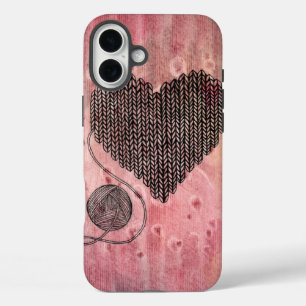 Funda de iPhone 16 Plus con corazón de estambre te
