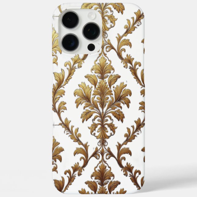 Funda de iPhone 16 Pro Max Gold Damask (Reverso )