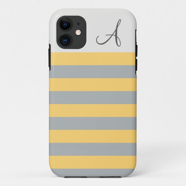Funda de iPhone 5/5s amarillo y gris rayado (Reverso)