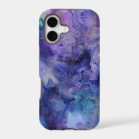 Funda de iPhone 5/5S de mármol púrpura azul acuare