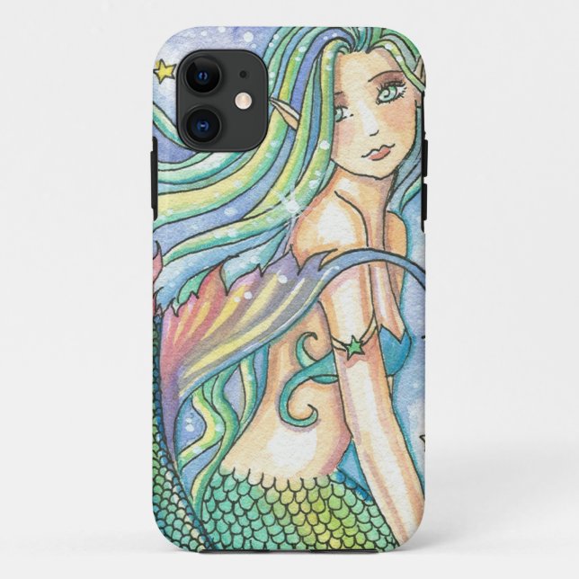 Funda de iPhone 5 con sirena verde de Molly Harris (Reverso)