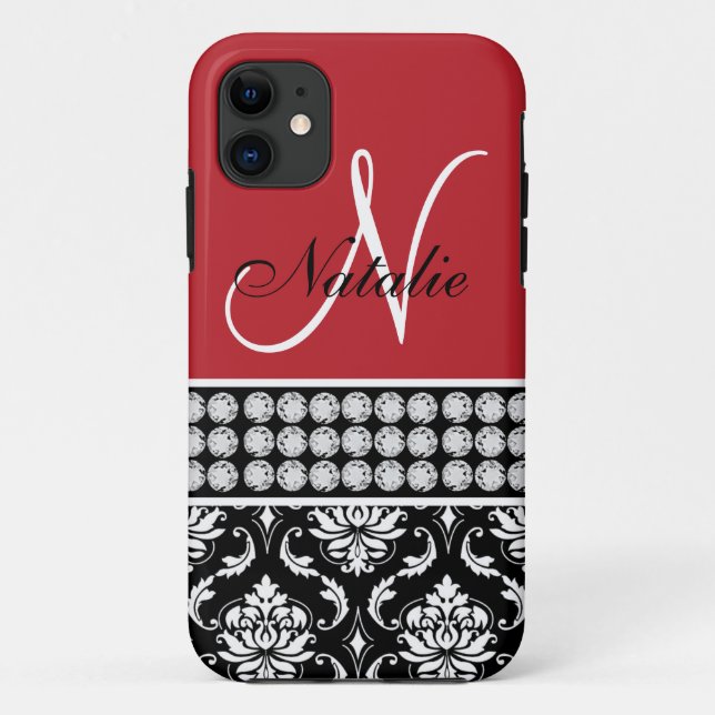 Funda de iPhone 5 Diamantes impresos en negro rojo (Reverso)