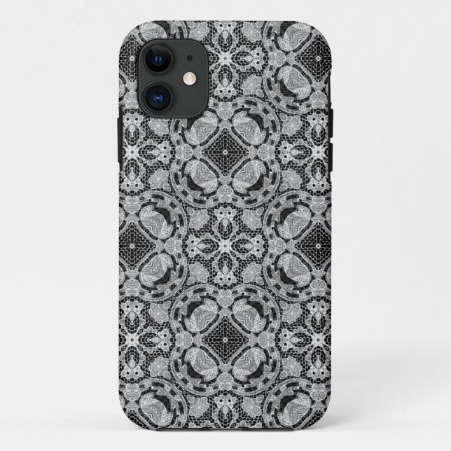 Funda de iPhone 5 en blanco y negro de encaje (Reverso)