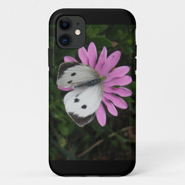 Funda de iPhone 5 para mariposa y flores rosadas (Reverso)