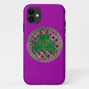 Funda de iPhone 5G Purple Shamrock and Celtic Knot