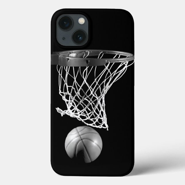 Funda de iPhone 6 de baloncesto blanco y negro (Reverso)