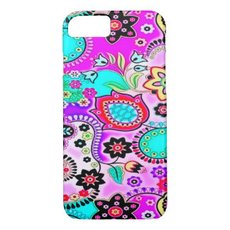 Funda de iPhone 7 con flores retro psicodélicas