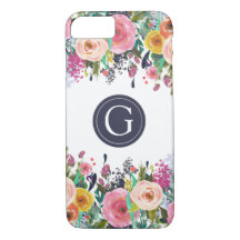 Funda de iPhone 7 con monograma floral pintado