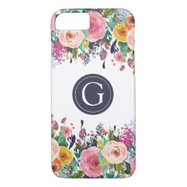 Funda de iPhone 7 con monograma floral pintado