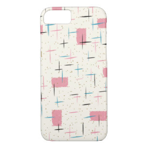 Funda de iPhone 7 con patrón rosa atómico retro