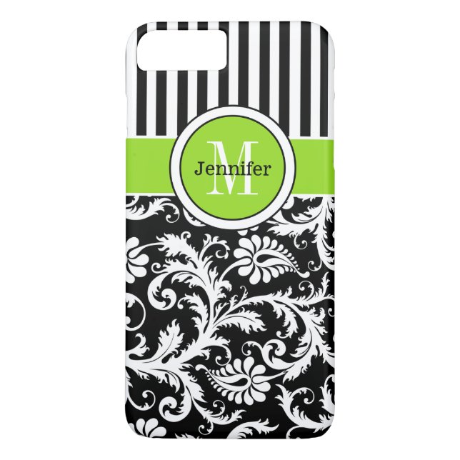 Funda de iPhone 7 | Damasco | Tiras | Lime (Reverso)