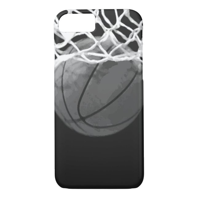 Funda de iPhone 7 de Baloncesto Blanco y Negro (Reverso)