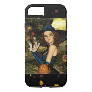 Funda de iPhone 7 de Chica de brujas de otoño