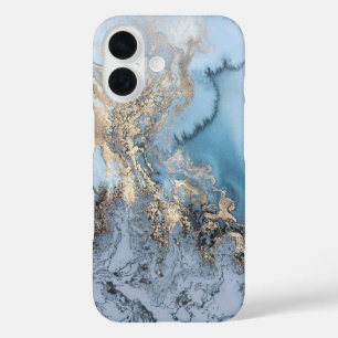 Funda de iPhone de Marble azul claro y oro de 6/6