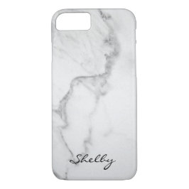Funda de iPhone de mármol de Carrara 7 con nombre 