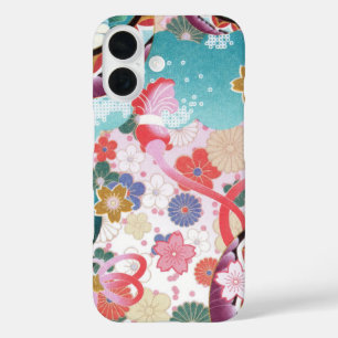 Funda de iPhone de patrón floral japonés 16