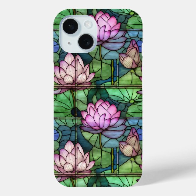 Funda de iPhone Lotus de vidrio de Stained 15 (Reverso )