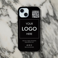 Funda de iPhone negra con código QR de logotipo em