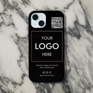 Funda de iPhone negra con código QR de logotipo em