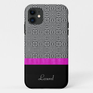 Funda de iPhone rosa negro y blanco abstracto 5