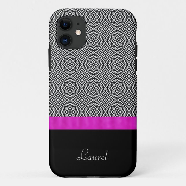 Funda de iPhone rosa negro y blanco abstracto 5 (Reverso)