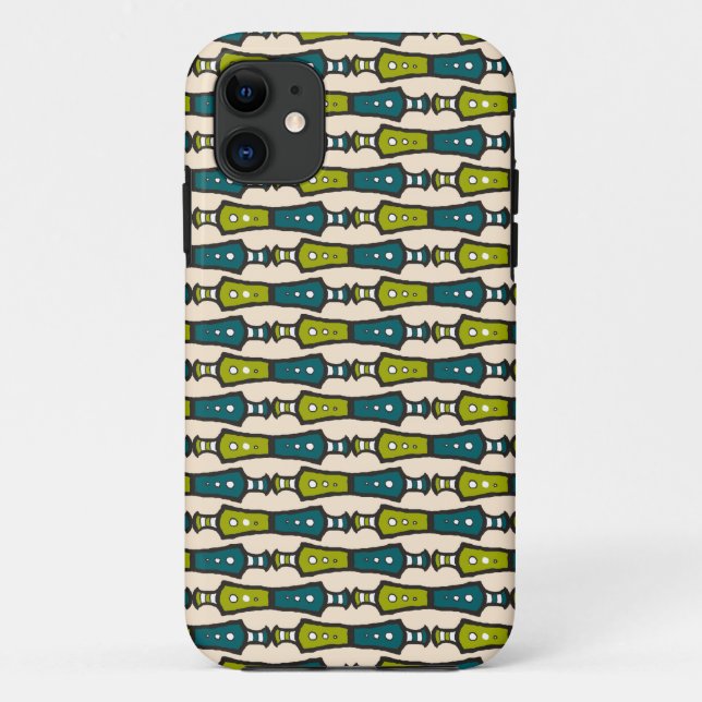 Funda de iPhone tribal verde Verde azulado crema n (Reverso)