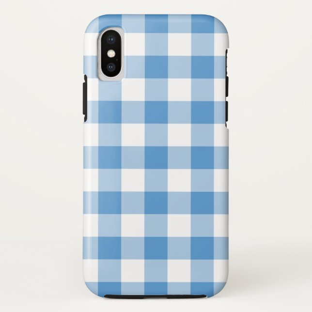 Funda de iPhone X azul claro y blanco de búfalo (Reverso)