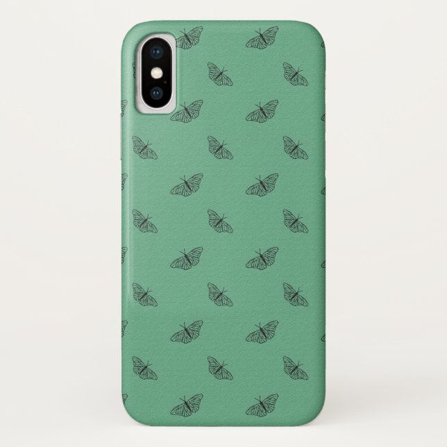 funda de iPhone X en diseño de mariposa verde (Reverso)