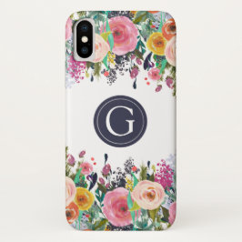 Funda de iPhone X inicial con floral pintado