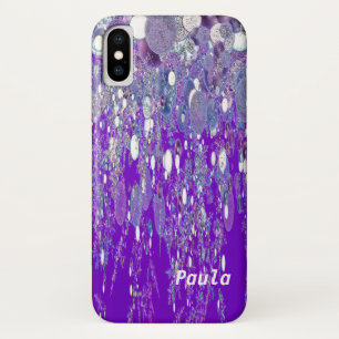 funda de iPhone X Resumen Diseño de lluvia púrpura