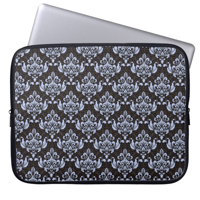 Funda de la laptop Blue Damask (Frente)