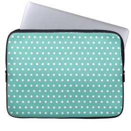 Funda de la laptop Polka Dot (Aqua & White)