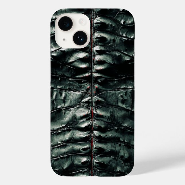 Funda de la piel de cocodrilo verde oscuro para iP (Reverso )