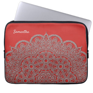 Funda de laptops de Mandala blanca con aspecto Gra