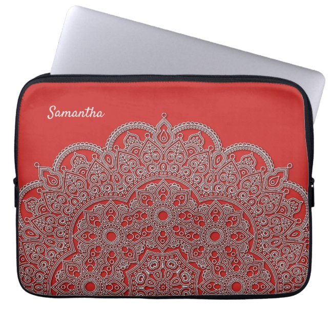 Funda de laptops de Mandala blanca con aspecto Gra (Frente)