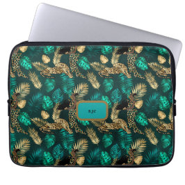 funda de laptops "Verde azulada Blue Leopard"