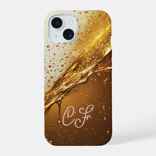 Funda de lujo Gold Flow con goteo de líquido brill (Reverso )