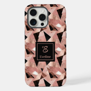 Funda de lujo para iPhone 14 Rosa Dorado Negro Mod