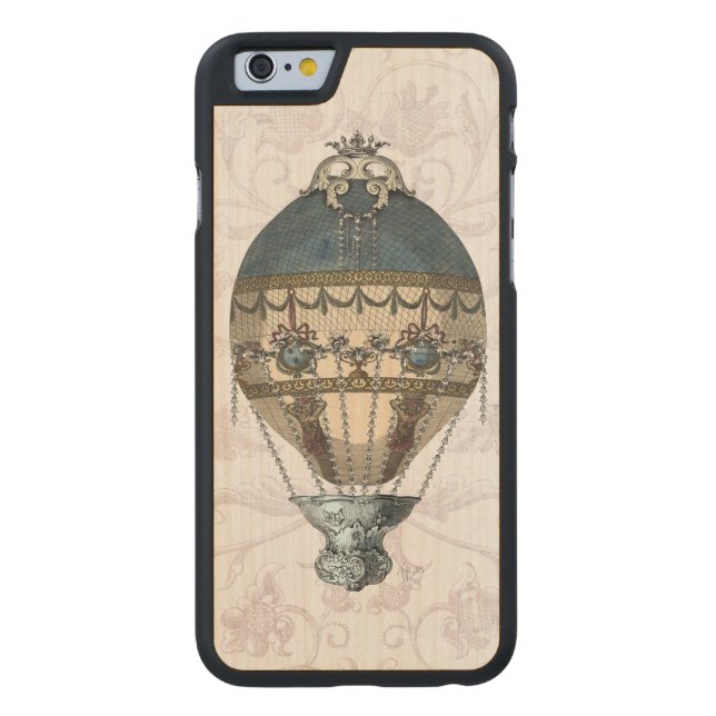 Funda De Madera Para iPhone De Carved Balón barroco azul y crema (Reverso)