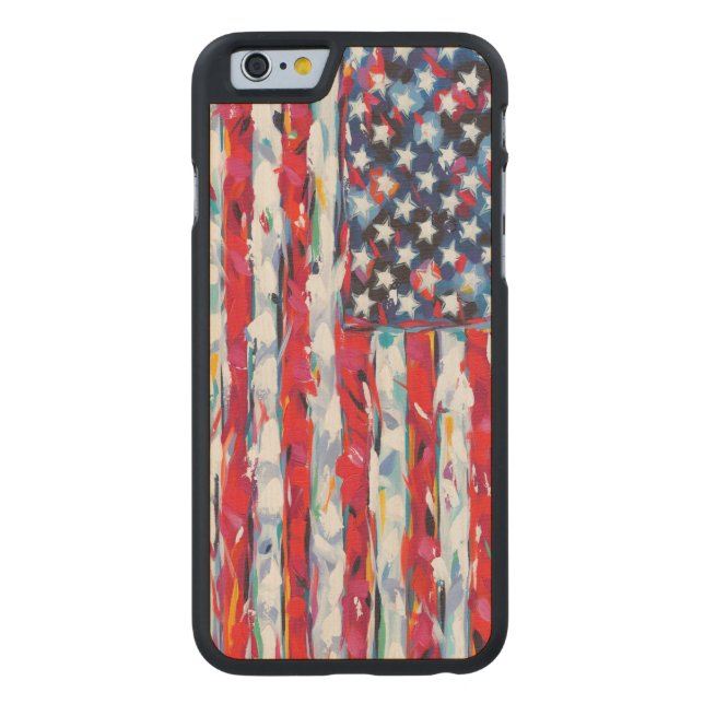 Funda De Madera Para iPhone De Carved Bandera americana (Reverso)