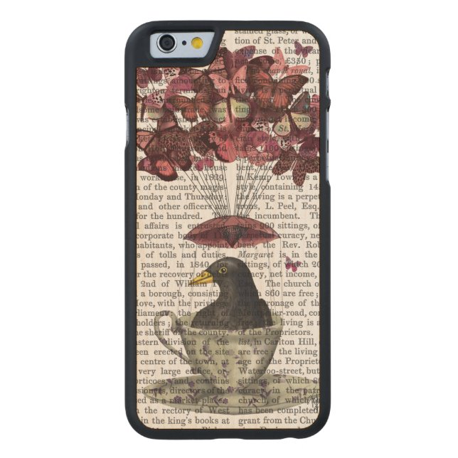 Funda De Madera Para iPhone De Carved Blackbird En Teacup (Reverso)